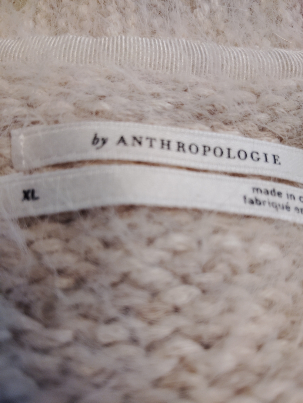 Anthropologie Cream Fuzzy V-Neck Button Cardigan - Picture 5 of 6